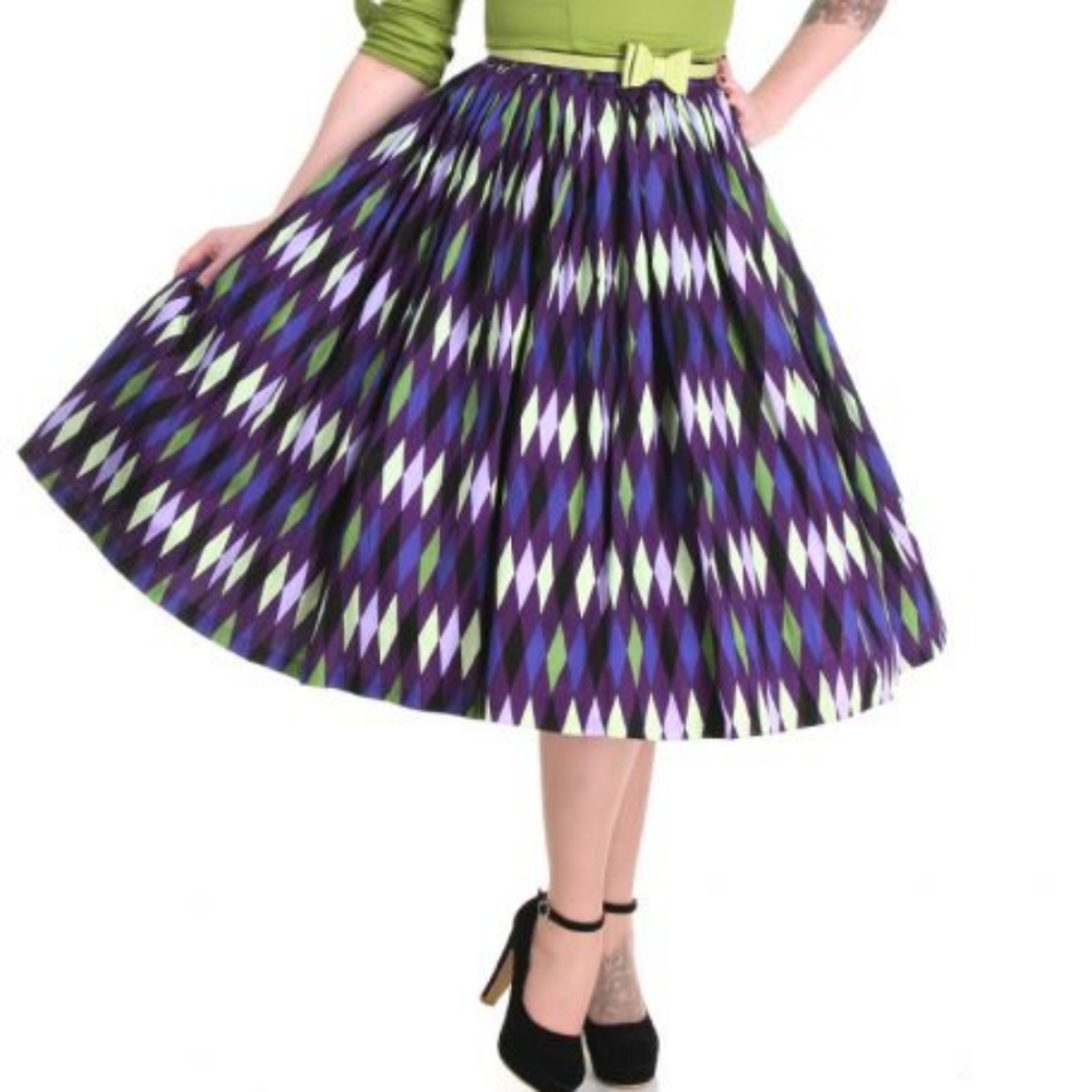 XS Pinup Couture Purple Harlequin Jenny skirt 1st - Picture 2 of 5